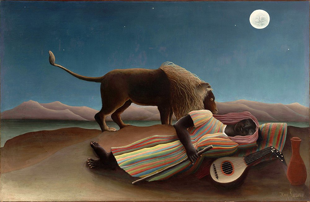 Henri Rousseau Under The Moon grand tableau mat avec cadre noir