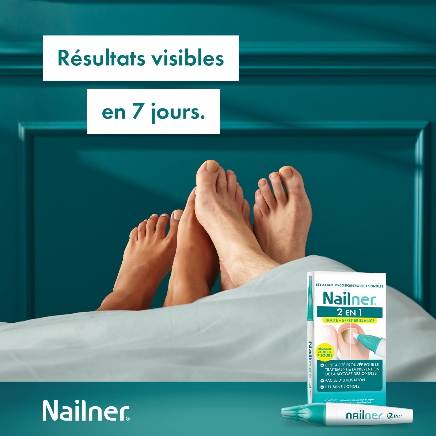 Nailner Stylo 2 en 1contre infections fongiques des ongles 4 ml - Stylo antifongique contre les mycose des ongles des mains et pieds - Résultats en 7 jours - Prévient mycoses des ongles sans limage