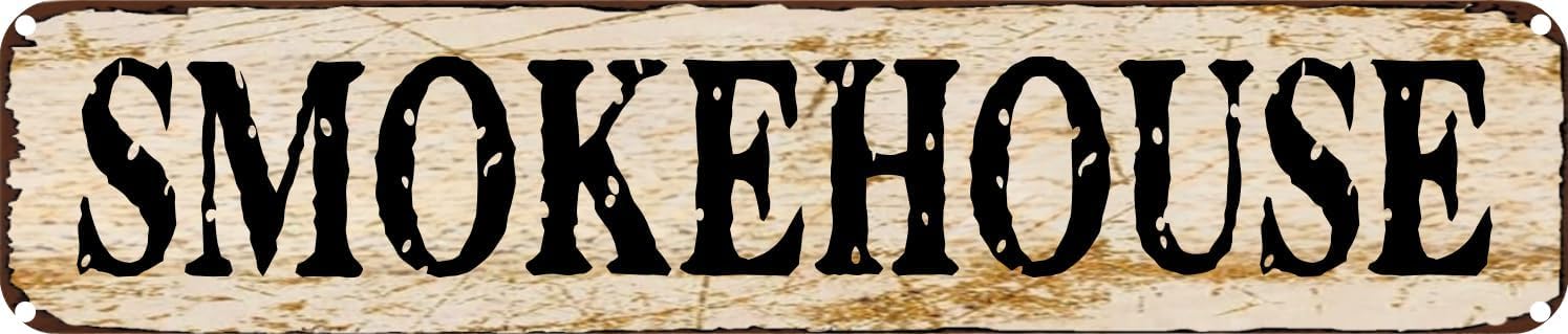 Vintage Tin Sign Retro Metal Wall Decor SMOKEHOUSE Rustic Aluminum Plaque for Home,Bar,Kitchen,Garage,Man Cave 4x16 Inch