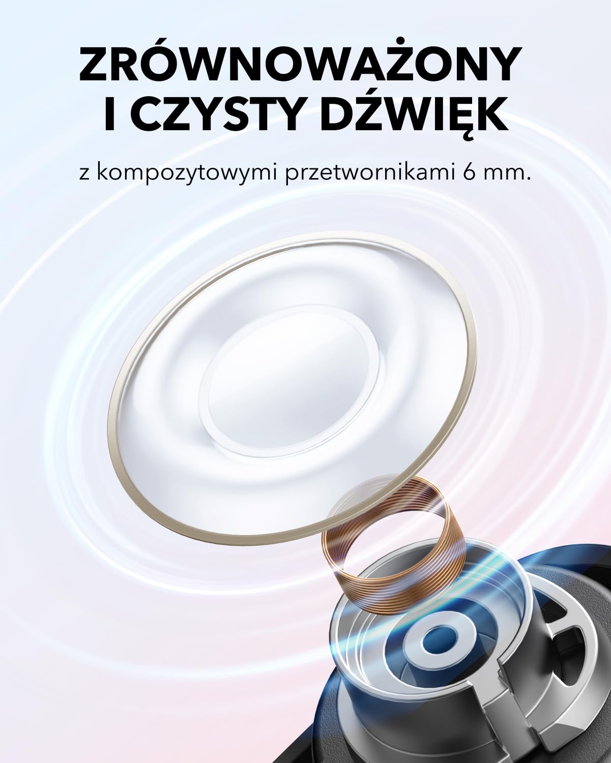 Soundcore A30i Anker, słuchawki z redukcją szumów, stylowy wygląd, małe, lekkie i wygodne, inteligentna redukcja szumów, czysty dźwięk, 24h odtwarzania, IP54, bezprzewodowe, Bluetooth 5.4.
