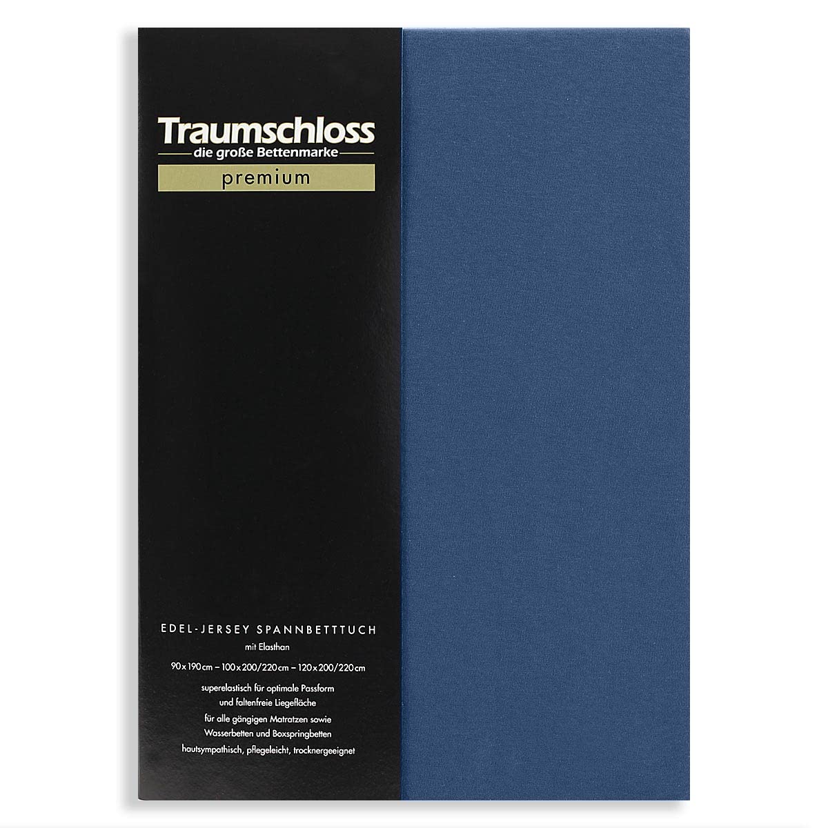 Traumschloss Spannbetttuch »Premium« Mako Baumwolle mit Elasthan | Edel-Jersey | samtweich & angenehm zur Haut | Marine | 180-200x200-220cm