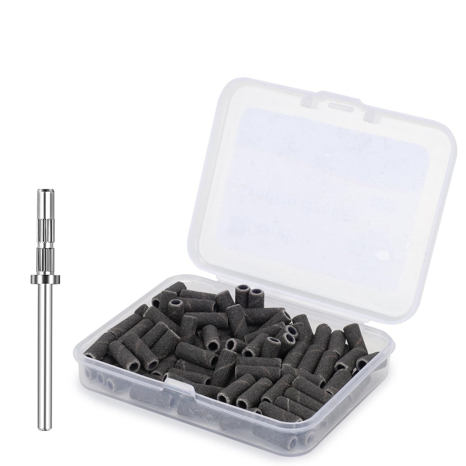 Photo 1 of GazePlus 100 Pcs 3.1mm Black Small Sanding Bands for Nail Drill with 1 Nail Drill Bits 150 Grit Sanding Bands for Acrylic Nail Gel Manicure & Pedicure