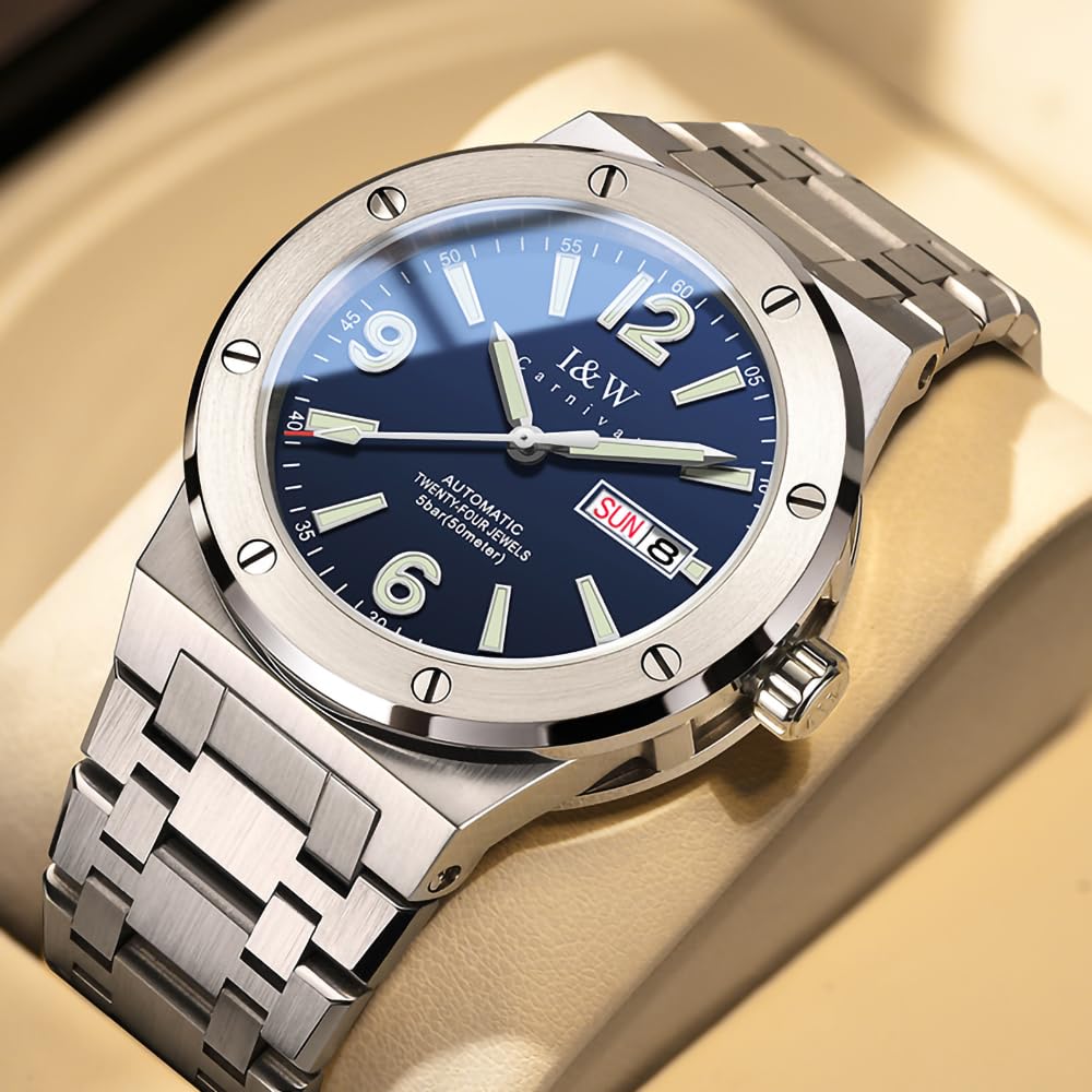 TEINTOP I&W Automatik Uhr Herren Mechanische Uhren Japanische Bewegung Stahlarmband Armbanduhren