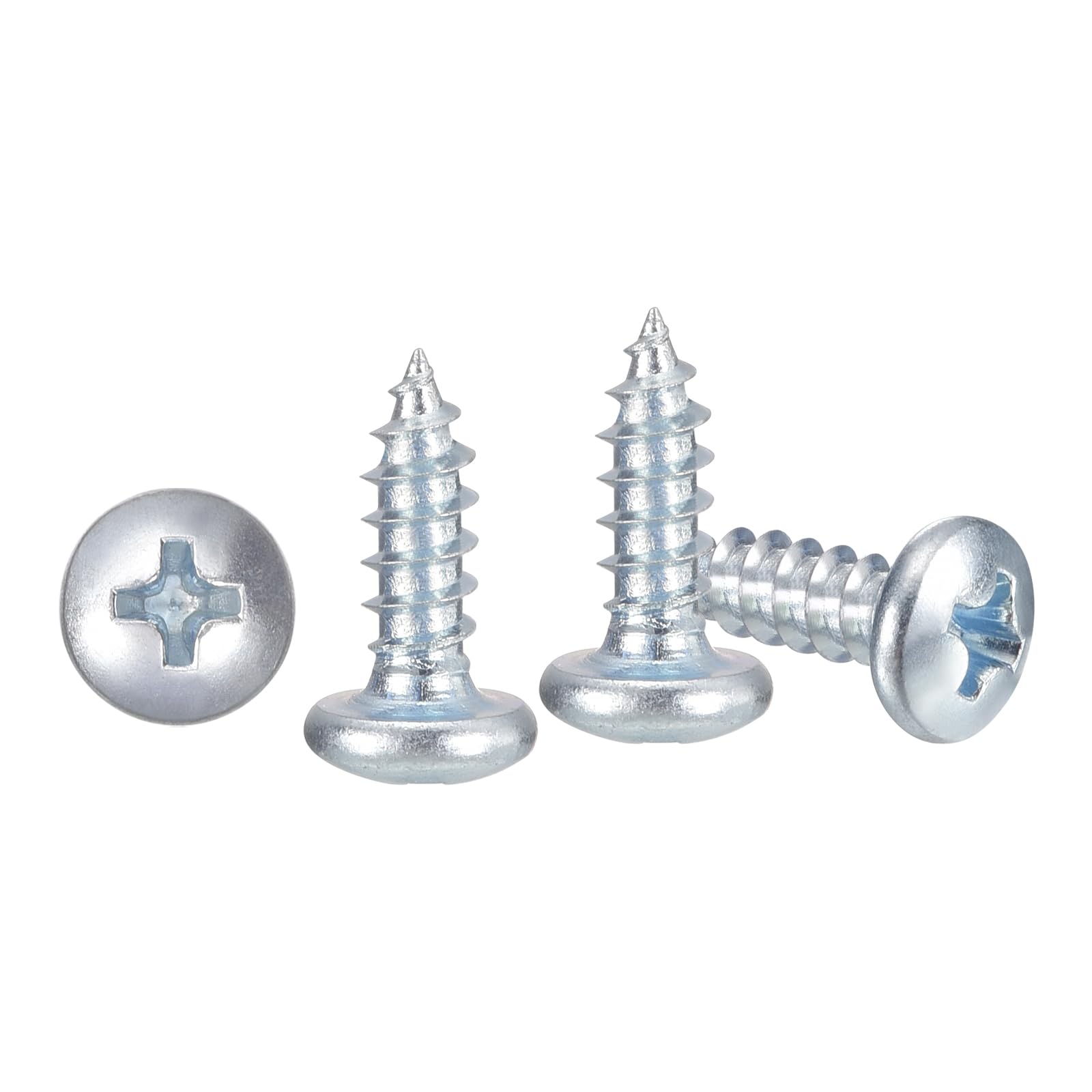 METALLIXITY Phillips Pan Head Self Tapping Screws(#6x3/8") 100Pcs, Carbon Steel Self Drilling Screw for Metal Wood Plastic, for Cabinet Wall Shutter Plate Rock Furniture, Silver โ image 1