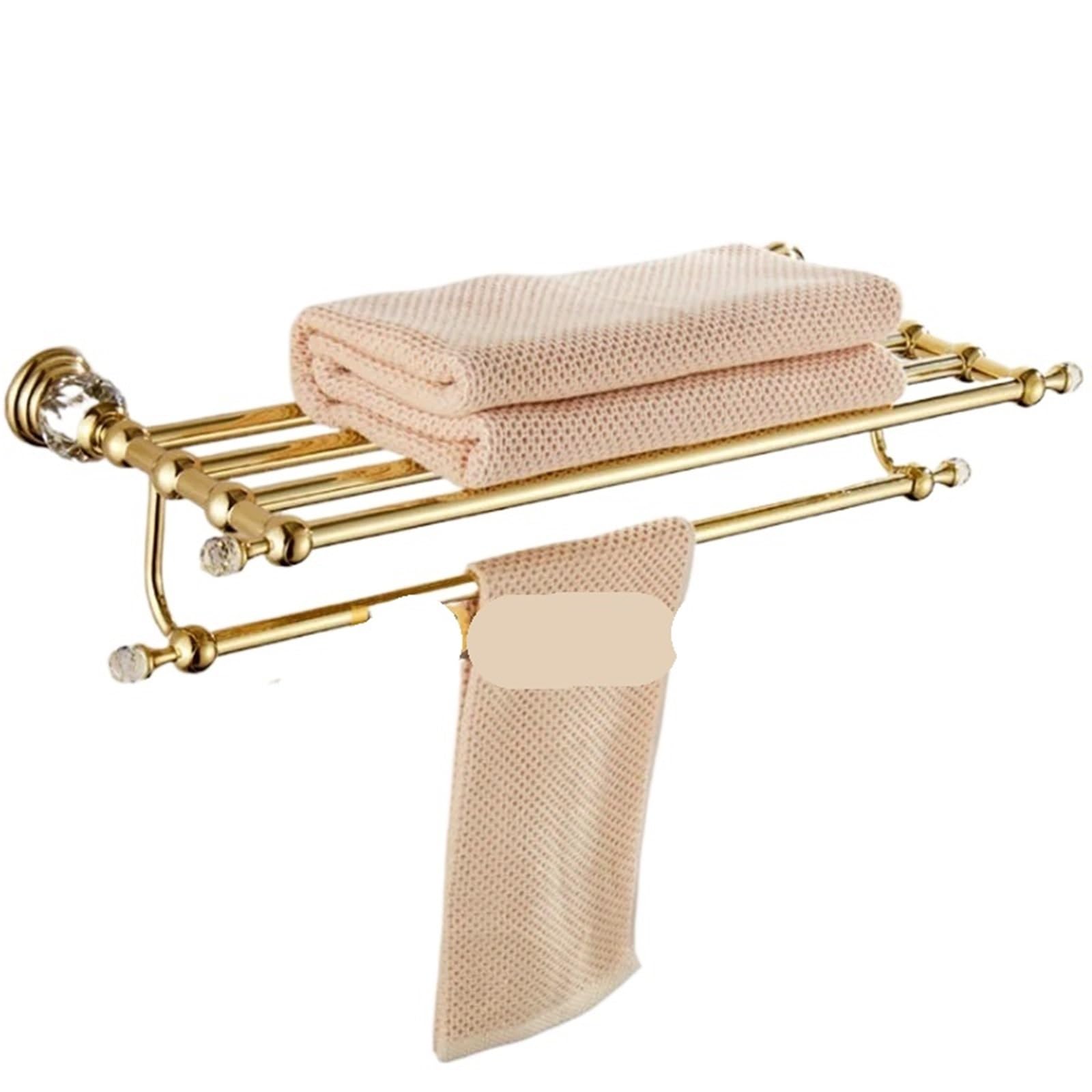 Wall Mounted Bathroom Towel Rack, Stainless Steel Wall Mounted Double Shelf Bath Towel Rack Gold 50-60cm(Gold 60cm)