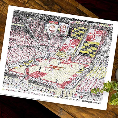 XFINITY Center Word Art - 16x20 Unframed - Handwritten with the names of every Terp in history - Maryland Gifts & Decor