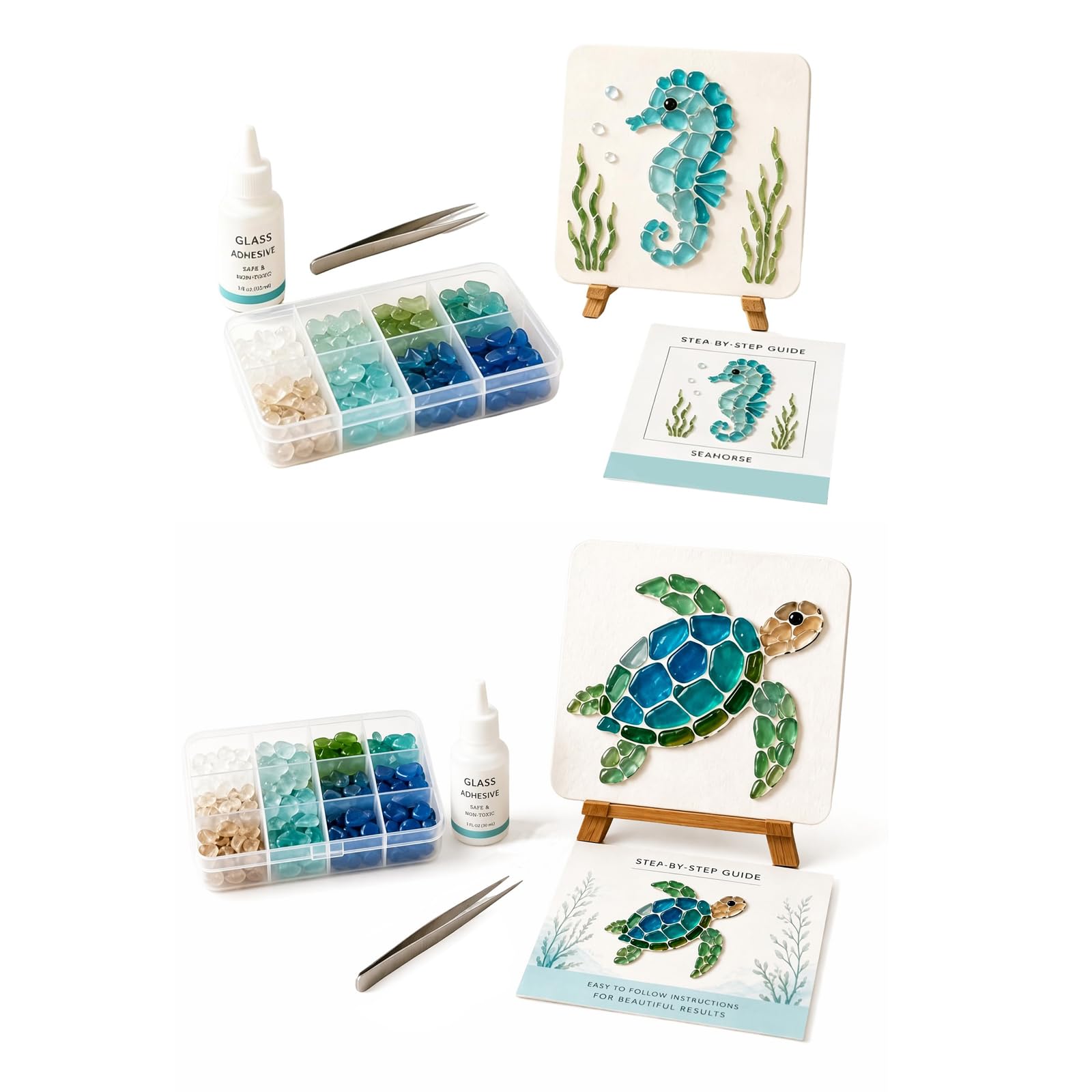 DIY Sea Glass Mosaic Art Kit Mosaic Craft Kit Ocean Inspired Art