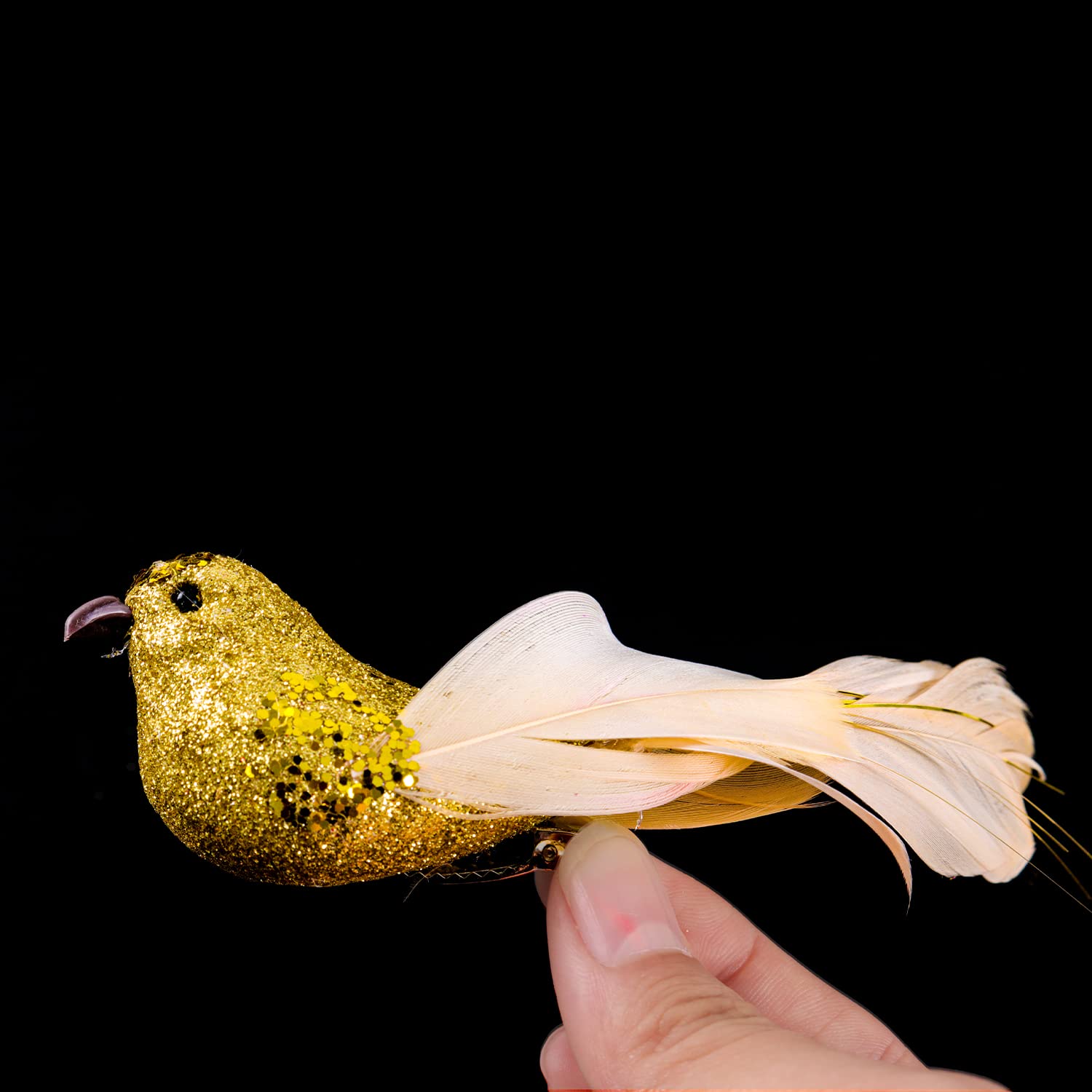 12 Pièces Décorations D'oiseaux Blancs De Noël, Oiseaux De Noël Artificiels Avec Pince à Paillettes Sur L'arbre, Oiseaux Blancs Décorations De Mariage Accessoires De Fête (White