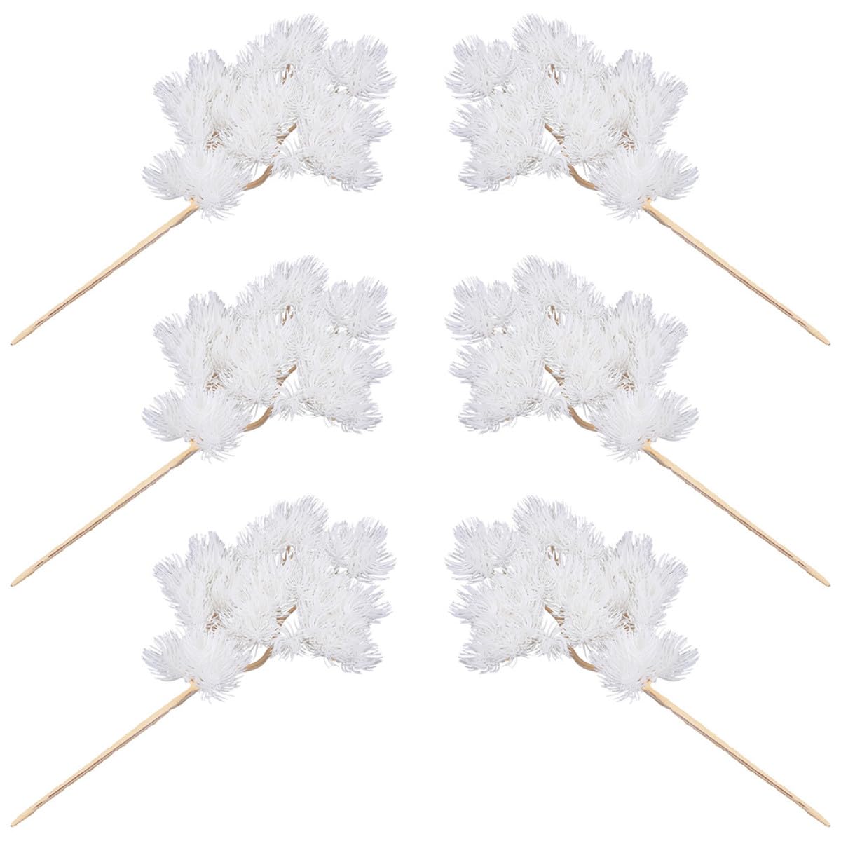 VICASKY 6pcs Artificial Pine Branches Decorative Pine Picks Faux Greenery Sprigs White Color for Xmas Home Holiday Arrangement and DIY Craft