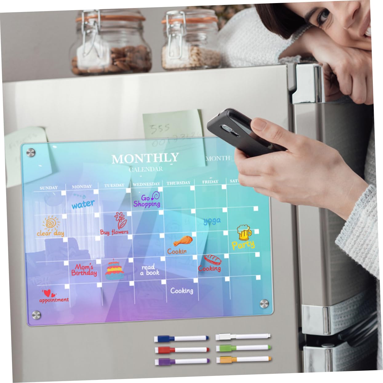 STOBOK Monatsplaner Trocken Abwischbar Aus Magnetischer Kühlschrankkalender Essensplanungstafel Monatliches Whiteboard Für Küchenplanung