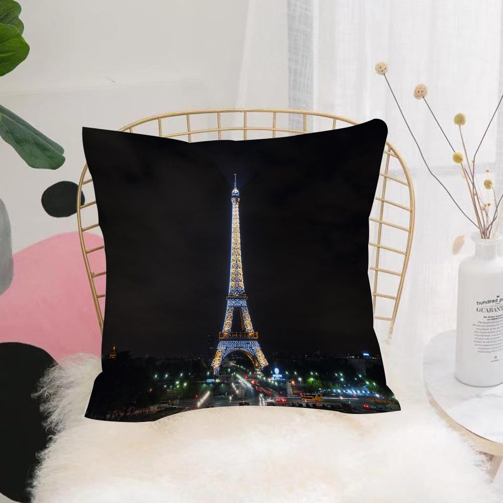 HYOSXW Cushion Cover,Throw Pillow Case Home Decorative for Living Room Bedroom Sofa Chair 16X16 Inch,Paris Eiffel Tower Antique Landscape France Landmarks Vintage Picture Theme,Pillowcase 40X40cm