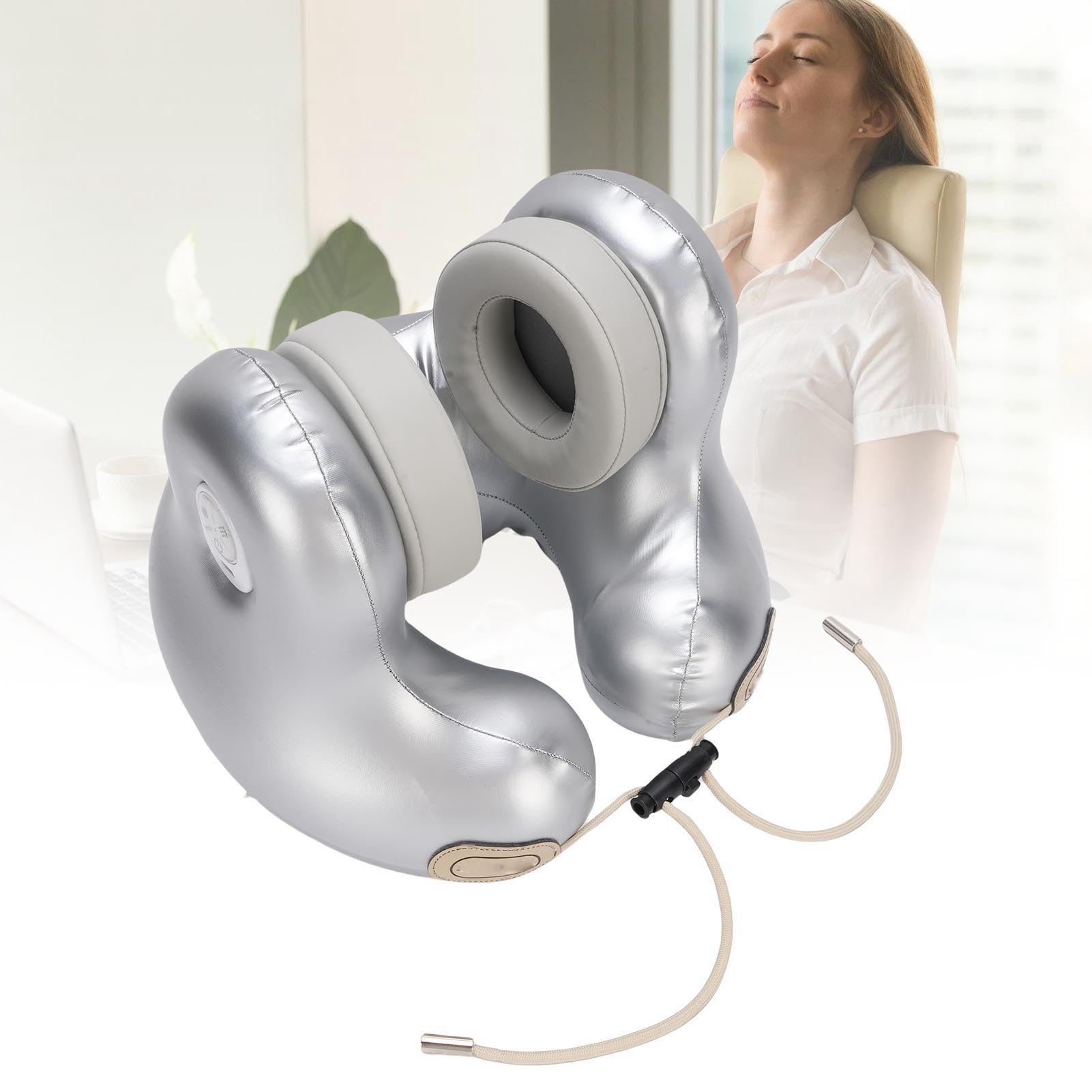 Annadue Beheiztes Reise-Nackenkissen mit Bluetooth-Musik-Headset, 360-Grad-Nackenstütze und Geräuschreduzierenden Ohrpolstern für Flüge – Polyester, 20,6 X 24,9 X 25,9 cm