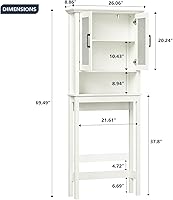Vista 2 de Armario de Almacenamiento Sobre el Inodoro, Organizador de Baño Sobre el Inodoro con Puertas y Estante Ajustable, Marco Reforzado Armario