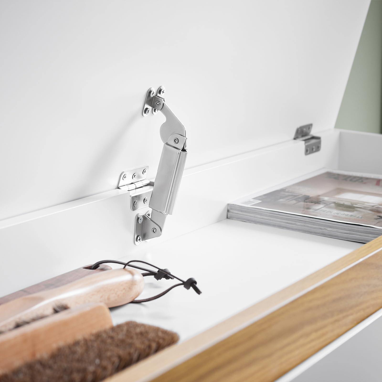 SoBuy Cassapanca Contenitore da Interno Panca Scarpiera da Ingresso con Contenitore e Seduta - Adatta a Ingressi, Soggiorni e Camere, Bianco, 104x30x47 cm, Testata per 240 kg, FSR171-W