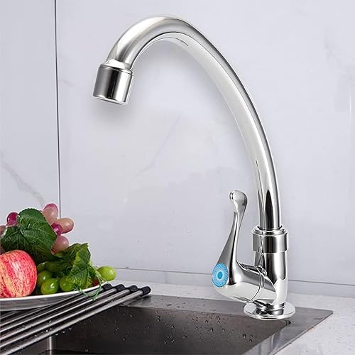 Miniatura 7 de Grifo de un solo agujero, grifo de fregadero de agua fría de arco alto con boquilla de salida de plástico, grifo de agua fría para cocina, baño,