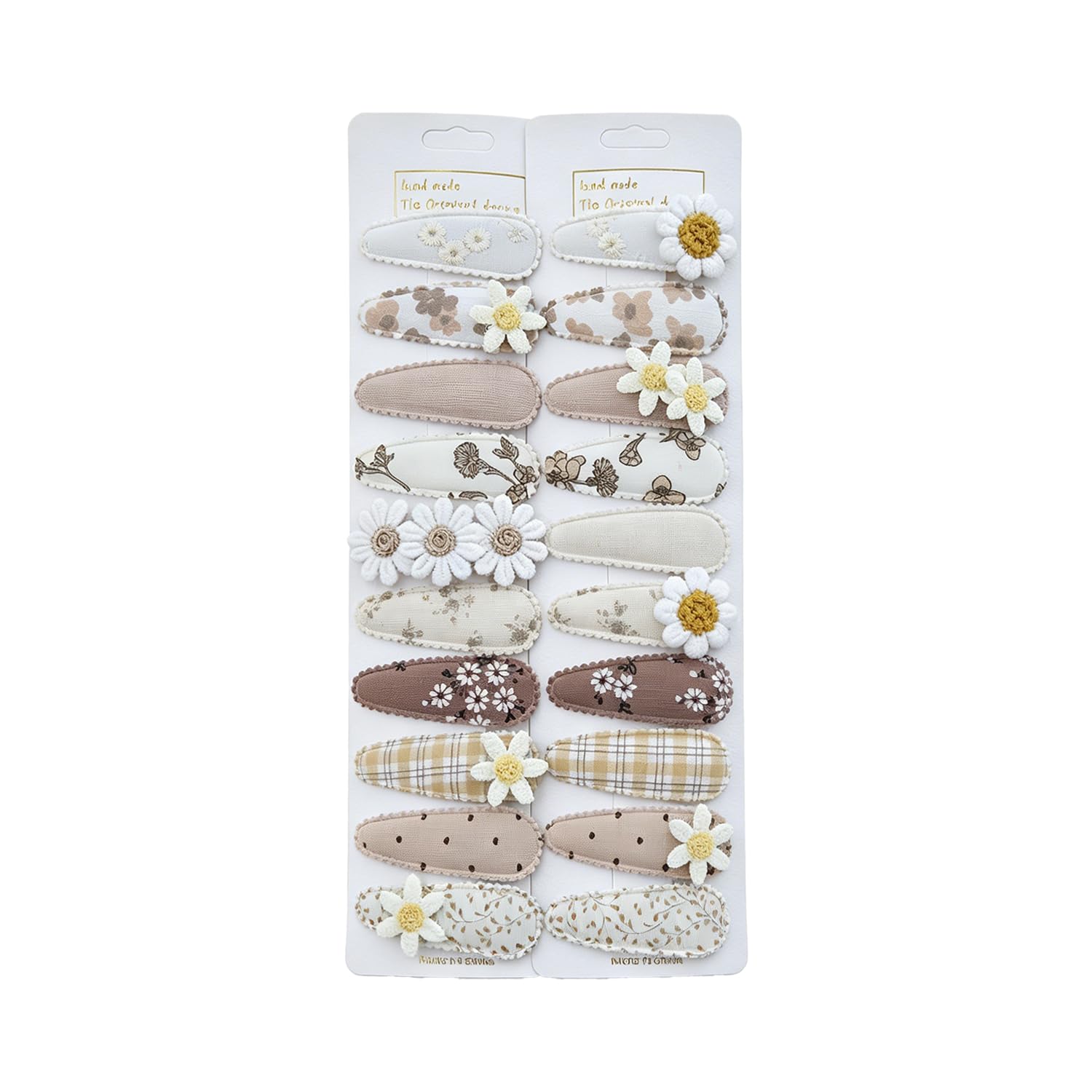 20 Pcs Hair Clips for Women Girls Korean Retro Style Barrettes Coffee Brown Beige Lace Daisy Plaid Alligator Pins Accessories Set