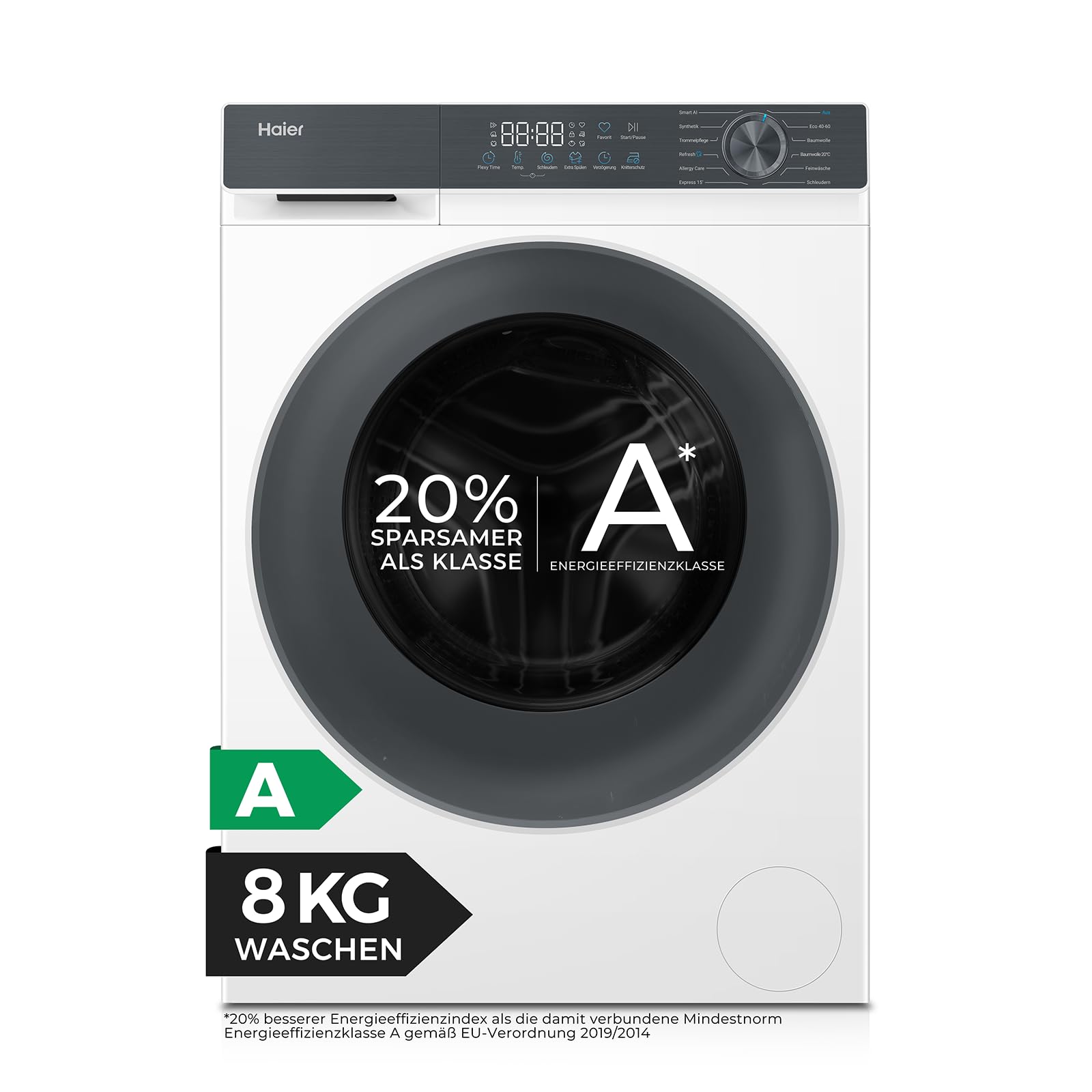Haier Frontlader Waschmaschine 8kg 1400 U/Min Inverter-Motor G3 Serie