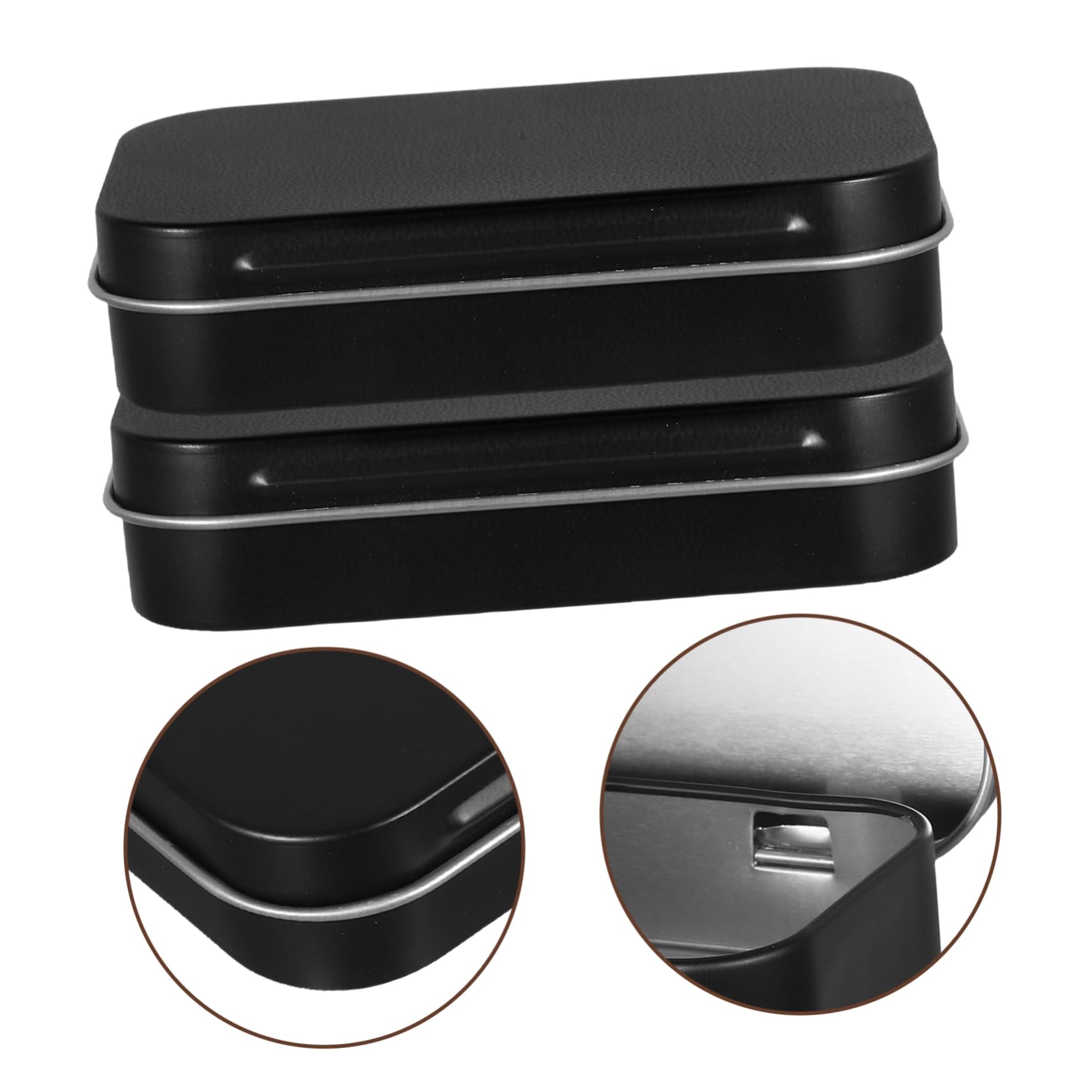ORFOFE 10pezzi Scatola Cerniera Per Carte Da Gioco Contenitore Metallo Quadrato Nero Organizer Per Carte Collezionabili Scatola Immagazzinaggio Decorativo Per Casa e Viaggio