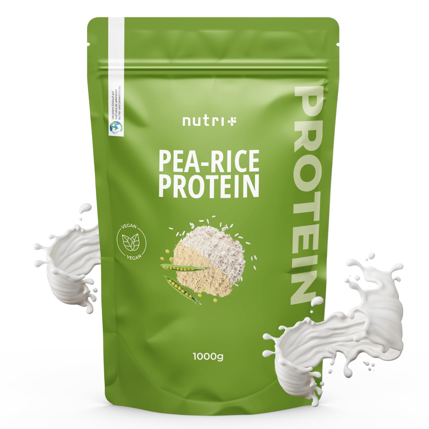 Proteine del Pisello + Riso neutre 1 kg - Proteina vegana in Polvere senza Soia, Zucchero, Lattosio o Edulcorante, Sucralosio - Natural Protein 1000 g - 77% Contenuto proteico