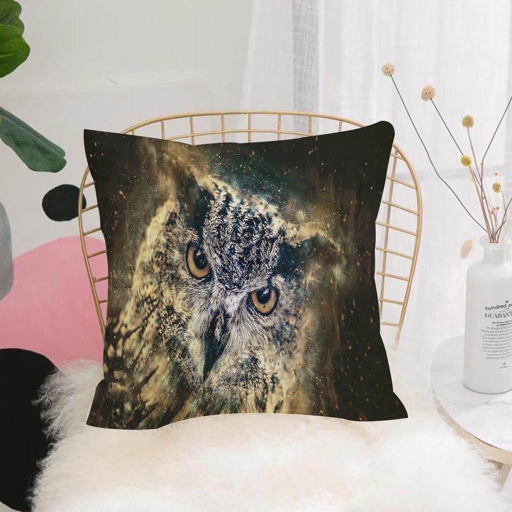 HYOSXW Cushion Cover,Throw Pillow Case Home Decorative for Living Room Bedroom Sofa Chair 16X16 Inch,Owl, animal, mountain forest predator,Pillowcase 40X40cm