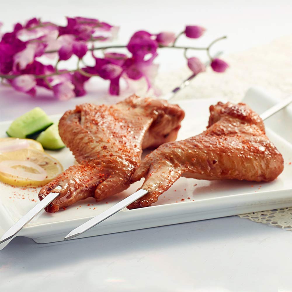 Pinchos De Acero Inoxidable: 20 Brochetas Premium De Acero Inoxidable Extra Largas 20cm Accesorios Para Barbacoas Y Shashlik Brochetas De Metal Versatiles Rojo Verde