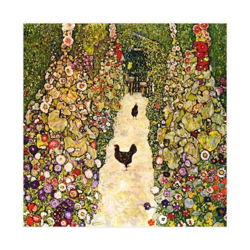 Impression sur toile Gustav Klimt Chemin de jardin déco salon sans cadre 50x50cm