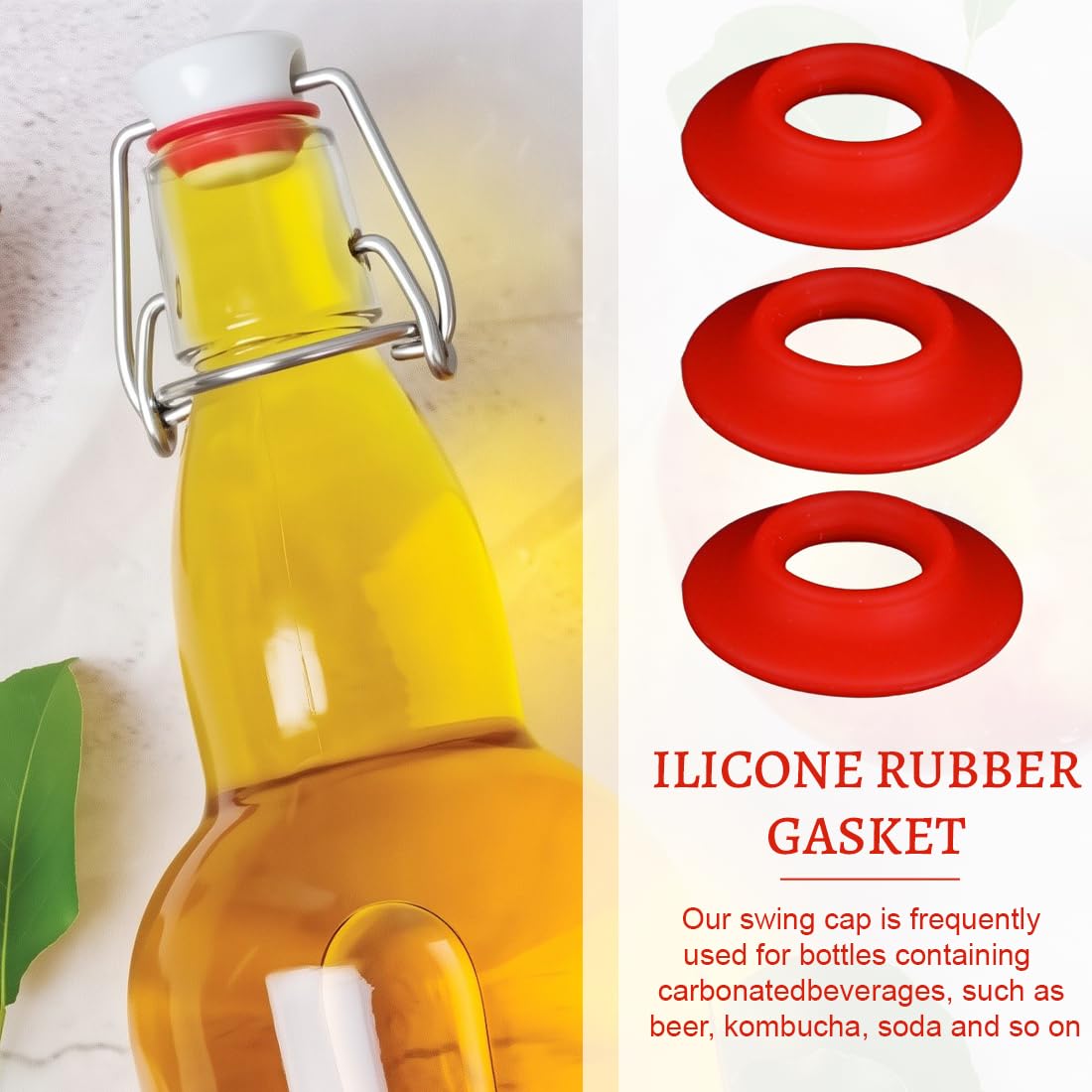 40 Pièces Rondelle de Joints en Caoutchouc de Silicone pour Balançoire Joint de Bouteille de Bière Pivotantes Joint de Bouteille Étanches Compatible avec Gro- Scellage de Bouteille Bière - 3