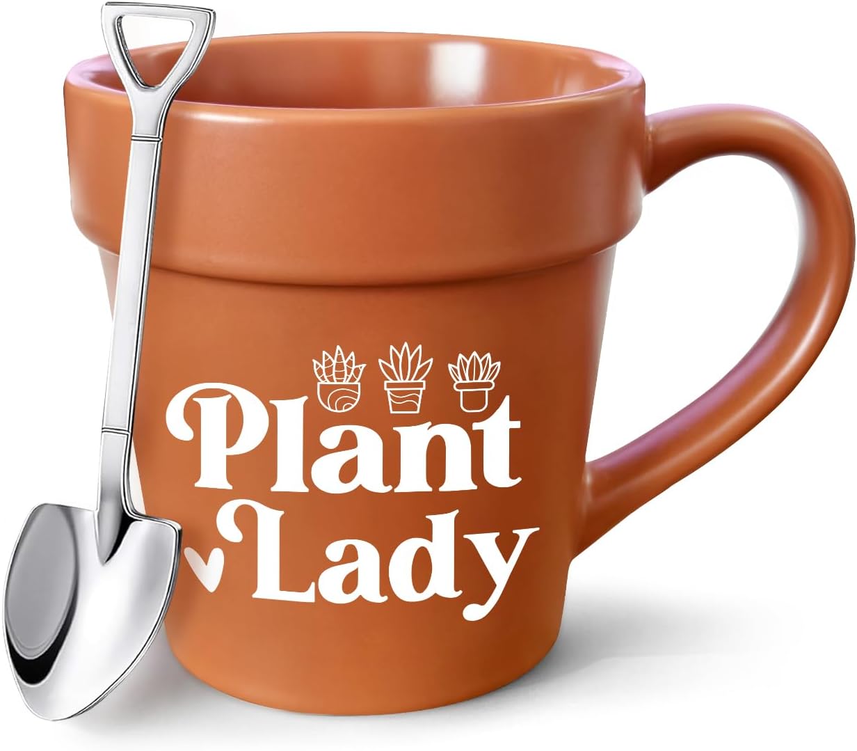 Funny Plant Pot Coffee Mug Gardening Gifts for Women,ovelty Mug with Metallic Shovel Ornament Spoon,Plant Lady Lover Gifts Mother's Day,Birthday,Christmas Thanksgiving Day for Women Men