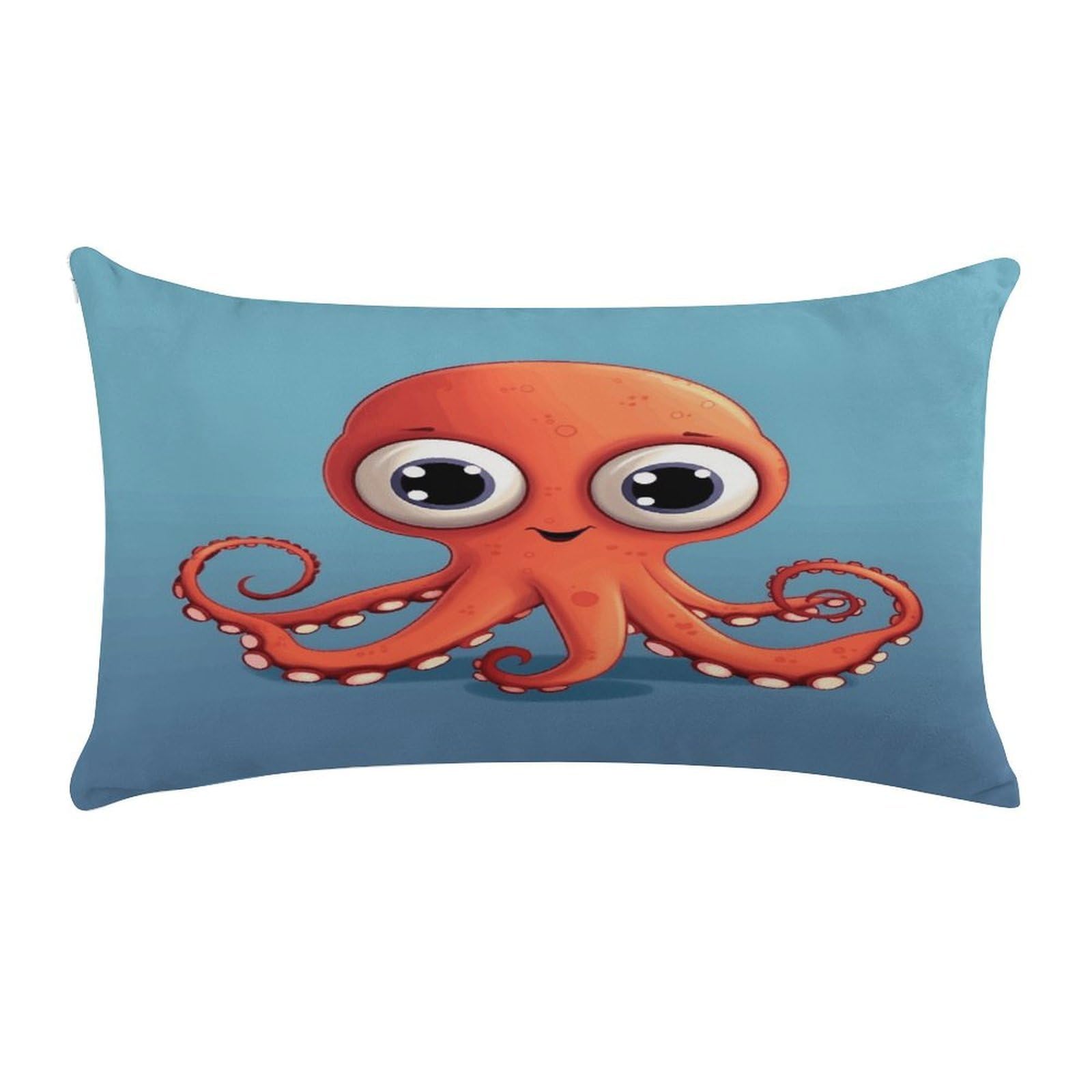 VstaDank Big Eyed Red Octopus Pillow Cover Pillowcase for All Seasons Short Plush Body Pillow Case Soft Cozy Fuzzy Lumbar Long Pillow Cover for Bed Sofa Bench 20 X 12 Inches