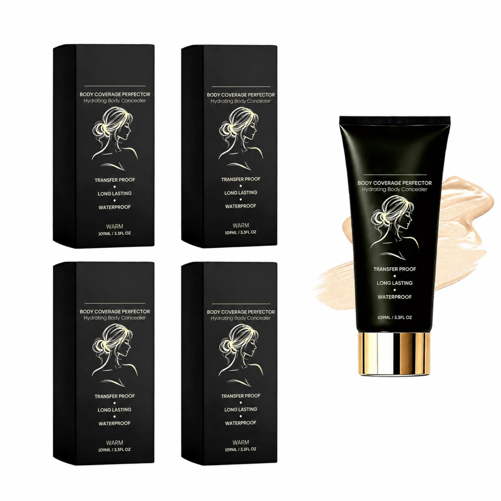 Fond de teint corps waterproof huile graine longue tenue teinte bronze | Correcteur corps haute couvrance anti-sueur cache tatouages, maquillage résistant à l’eau tenue durable pour femme bronze