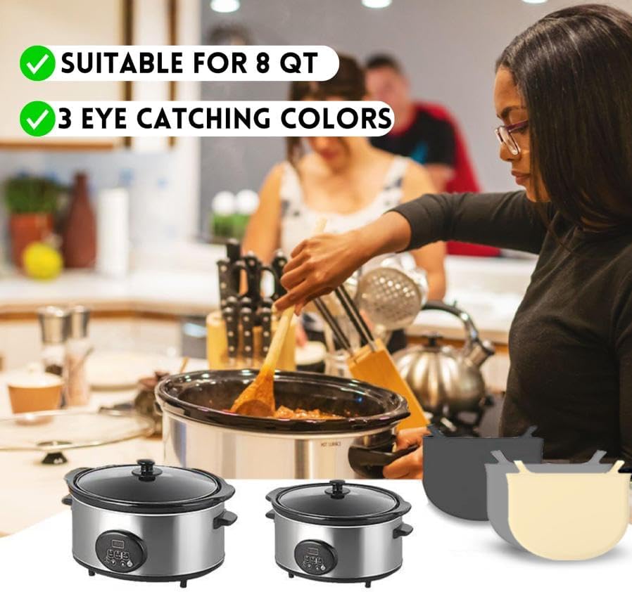 Miniatura 6 de Paquete de 3 forros de silicona reutilizables para olla de cocción lenta (se adapta a olla de 8 cuartos de galón) a prueba de fugas, revestimiento