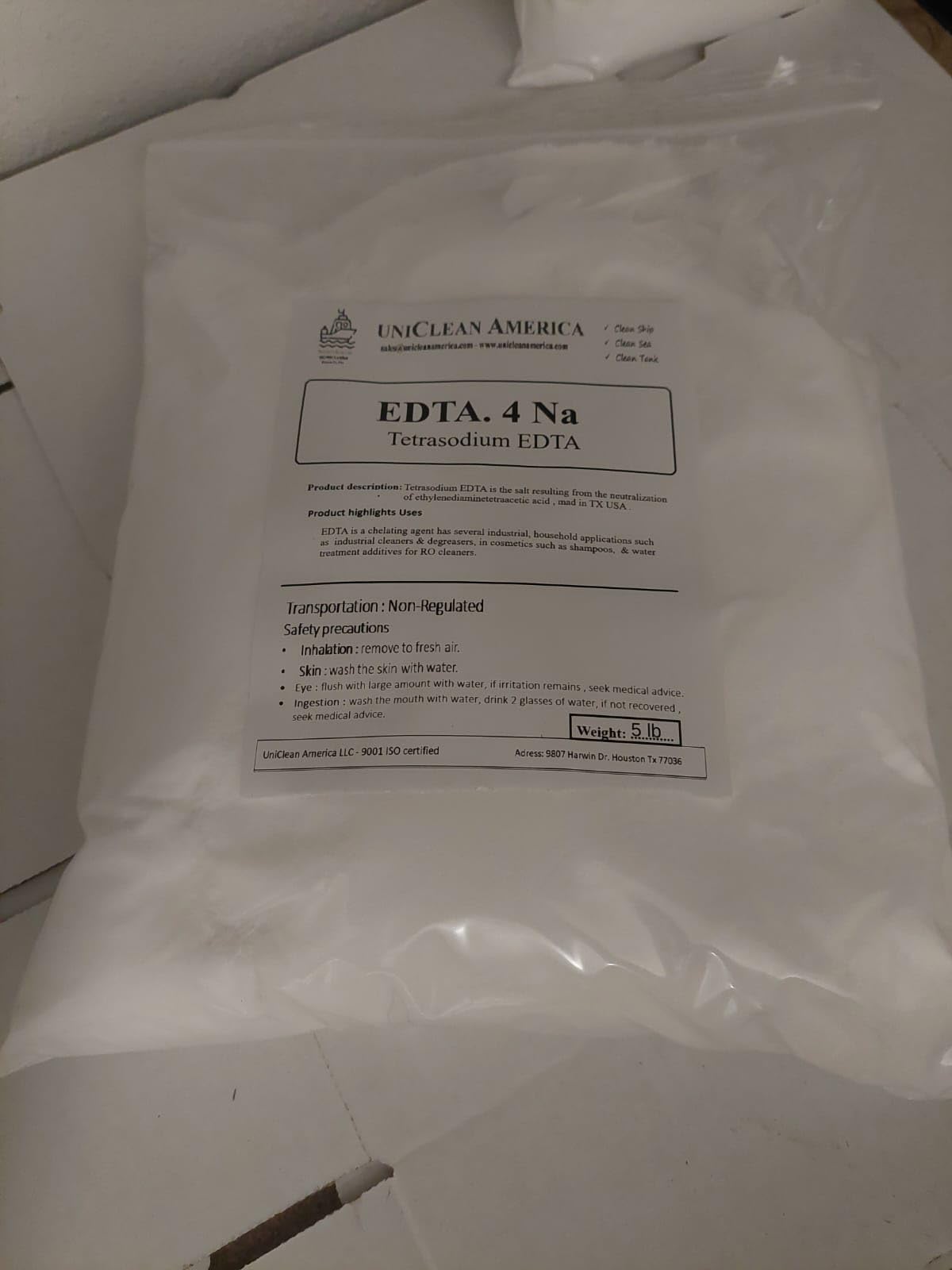 Tetrasodium EDTA - EDTA.4Na I Ethylenediaminetetraacetic Acid tetrasodium Salt I High Purity - Made in USA – Weight 5lb