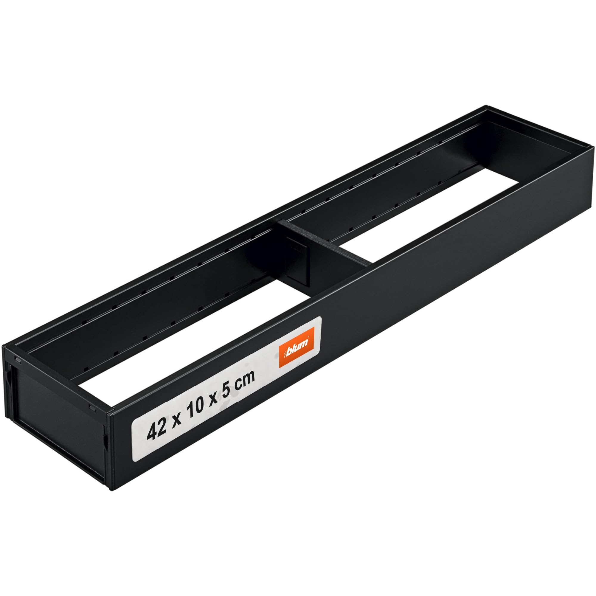 Blum AMBIA-LINE drawer organiser in powder-coated steel | ideally suited for use in kitchen, bathroom & living area | modularly expandable | 47×10×5 cm | with magnetic plate | Carbon Black