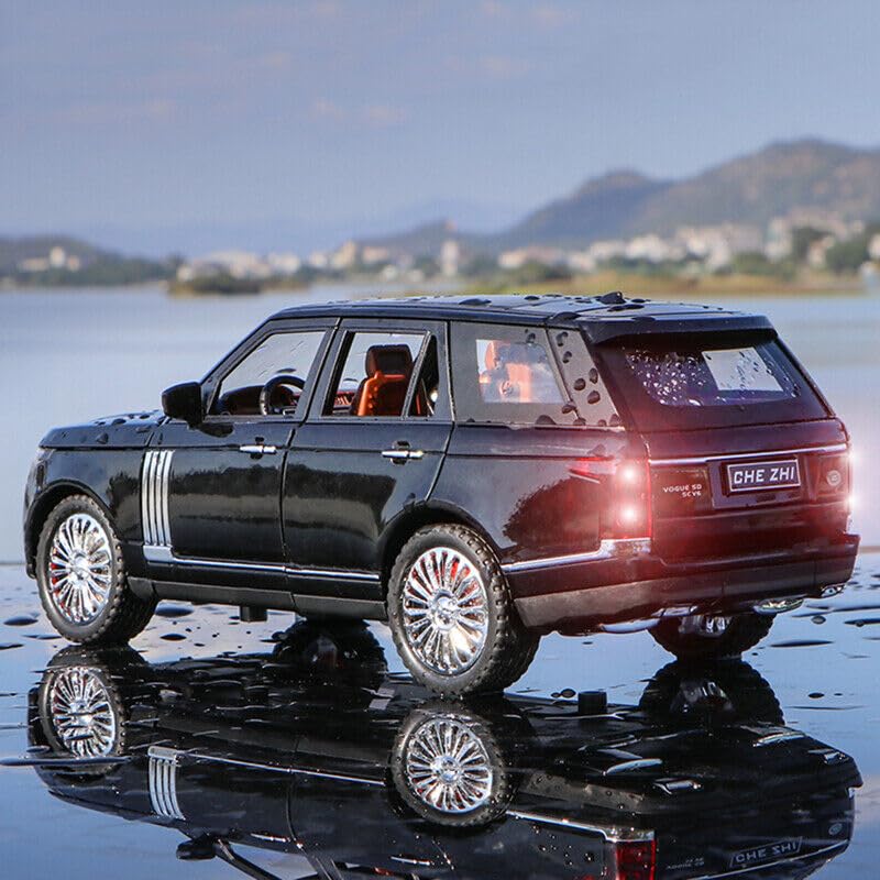 Image of 1:24 Land Rover Range Rover SUV Model Car Toy Collection Sound Light Kid Gift Alloy Metal Pull Back Toy car for Kids with Openable Doors & Light, Music Toy Vehicle for Kids (Black)