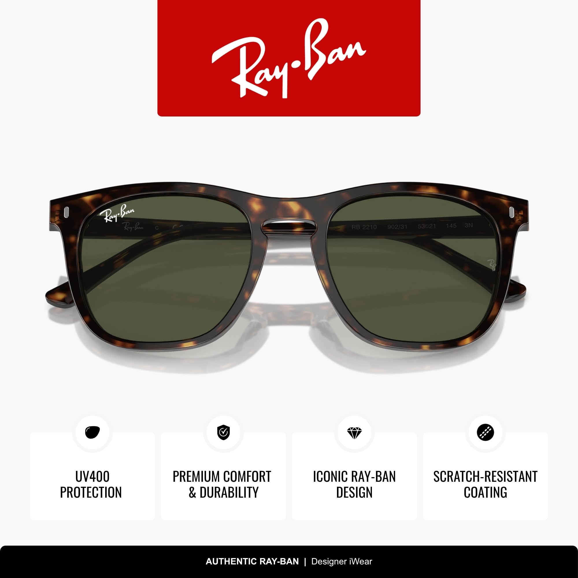 Ray-Ban Quadratische Sonnenbrille Rb2210