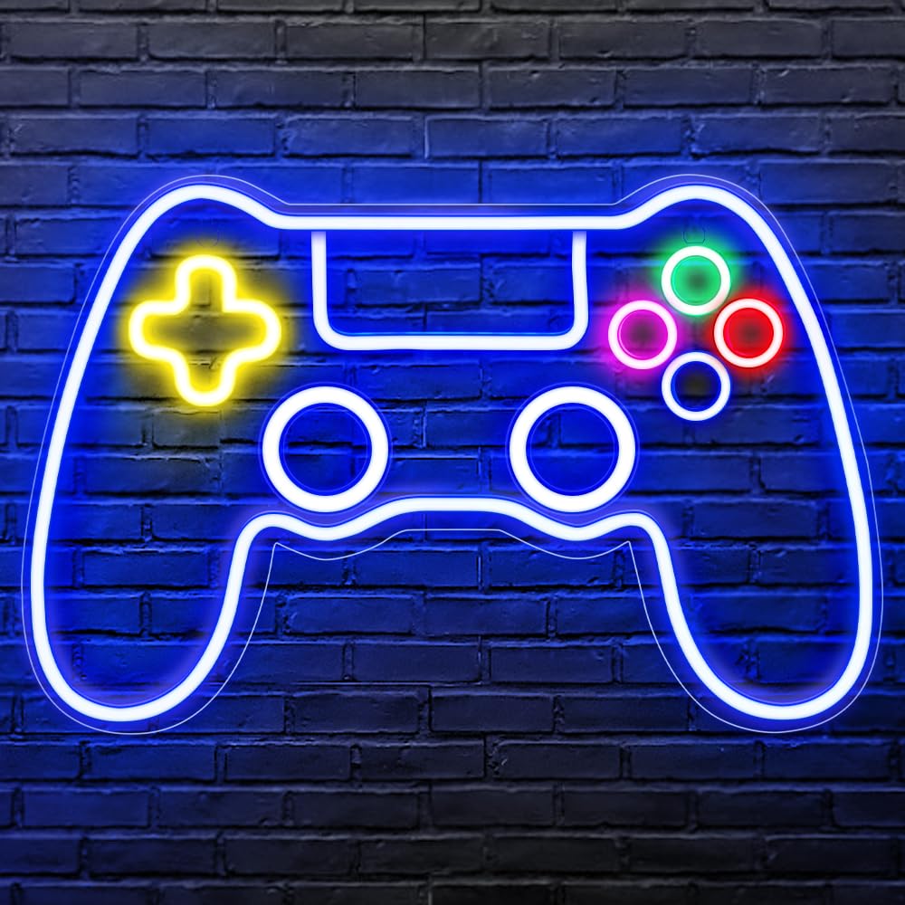 Insegna Neon LED per Gamer, Decorazione per Stanza dei Giochi e Camera Ragazzo, Miglior Regalo per Videogiocatori, Bambini e Adolescenti (15.75x10.63in)