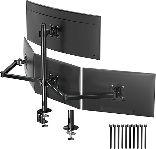 Soporte para monitor cuádruple para 17-32 pulgadas, totalmente ajustable, resistente, soporte de escritorio con 4 brazos, carga máxima de 22 libras