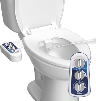 Hibbent Bidet Attachment, Hot & Cold Water Spray Bidet Toilet Seat, Blue