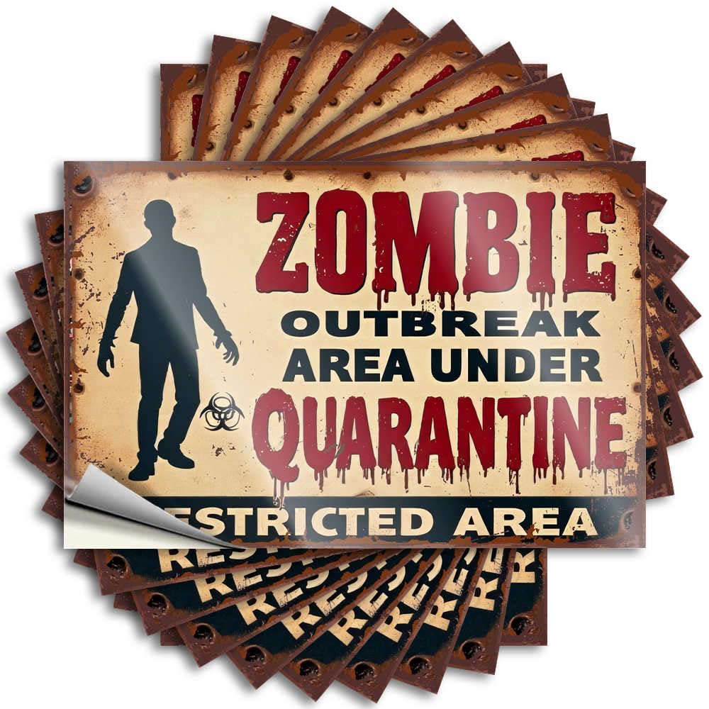 Retro, Sticker Laptop Zombie Outbreak Quarantine Area | Math Room Accessories for Men(8X12CM)