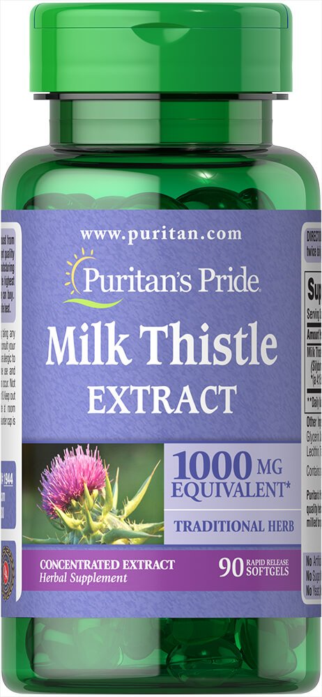 Milk Thistle 1000mg, 4:1 Extract (Silymarin), 90 Count