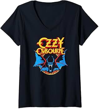 OZZY OSBOURNE Tシャツ Amazon.com: Womens Ozzy Osbourne - Classic Bat V-Neck T