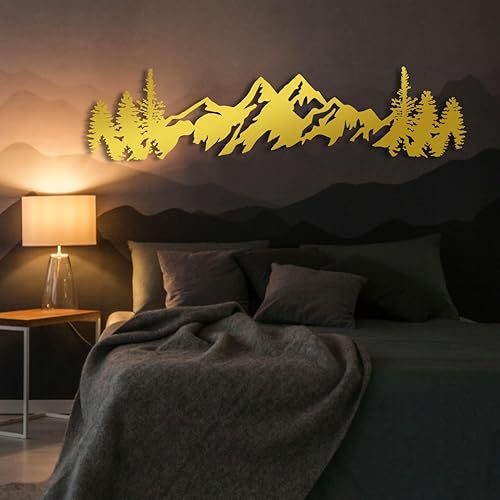 Arte de pared de metal de montaña, arte de pared de metal de montaña, arte de pared grande montañas, decoración de pared de montaña, arte de pared