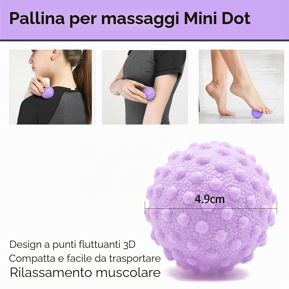 Set di 7 pallina massaggio piedi, pallina massaggio muscolare a forma di riccio, a 4 angoli, per fascite plantare, terapia dei trigger point, rilassamento miofasciale profondo dei tessuti