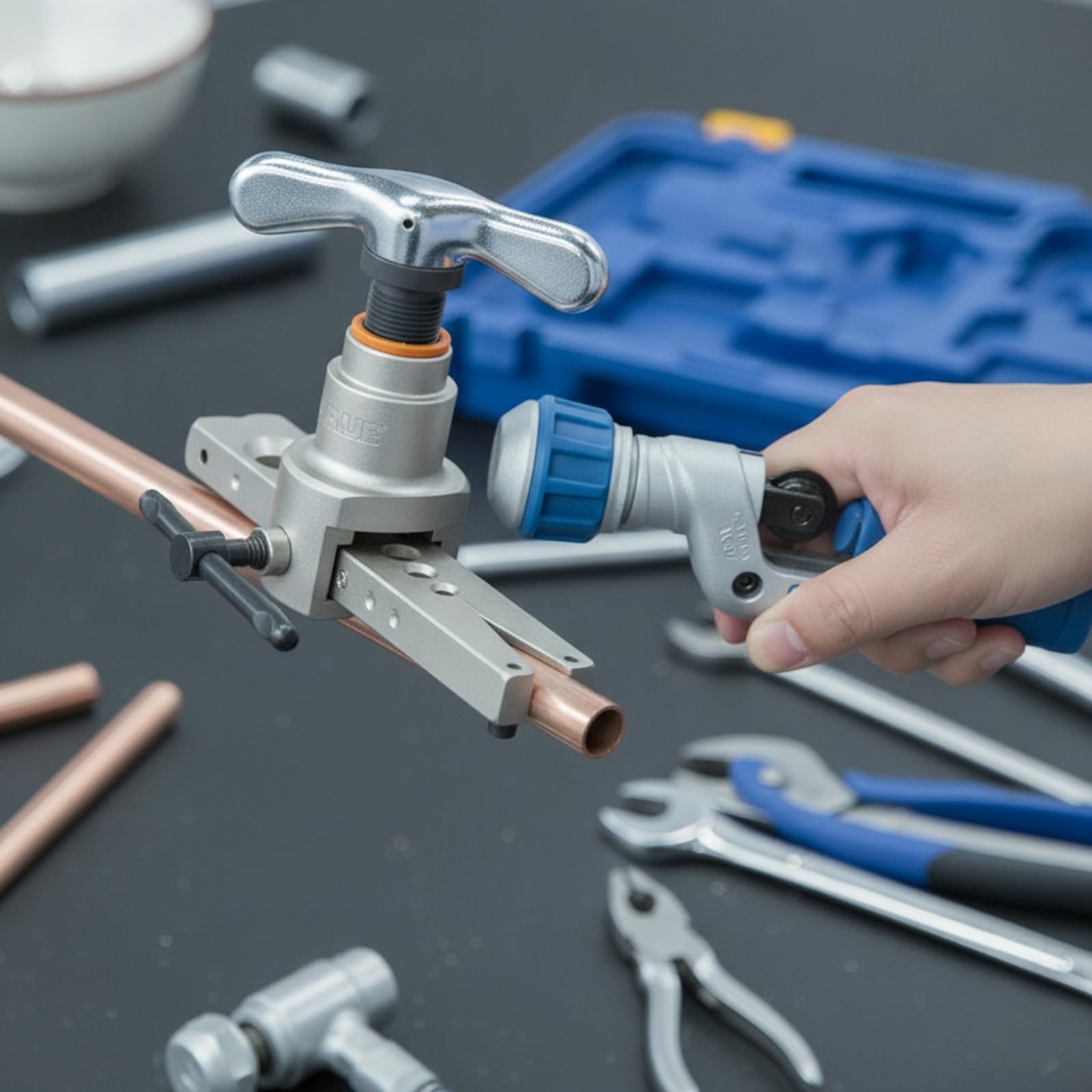 Attrezzo Manuale per Svasatura Tubi in Rame con di Regolazione Rotonda E Corpo in Lega di Alluminio Adatto per Insttori di Climatizzazione E Officine Professionali, style to 4