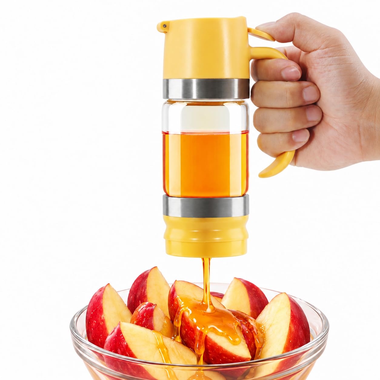 Aelga 9 OZ No-Drip Honey Dispenser, Glass Honey Jar with Handle