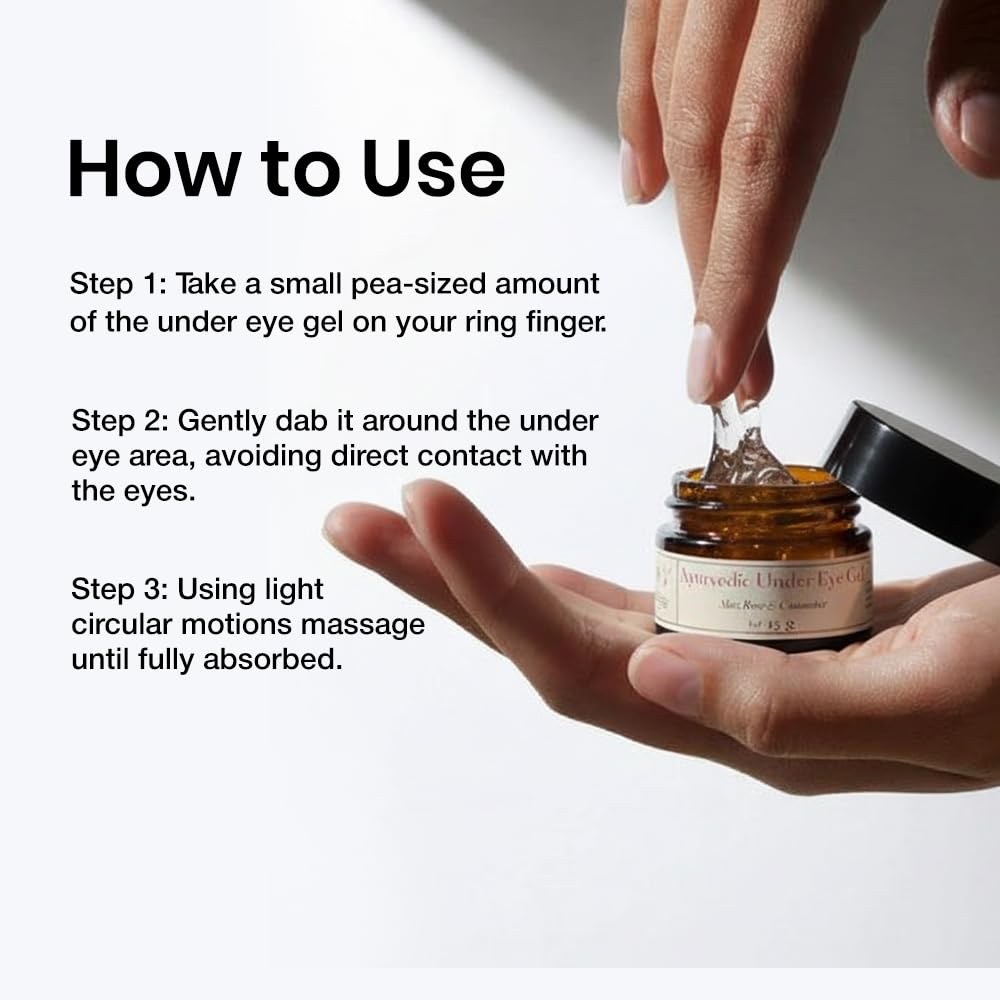 Sadhev Under Eye Gel | Aloe Vera, Cucumber & Rose | Reduces Dark Circles, Wrinkles & Puffiness | Natural Ayurvedic Hydrating Eye Gel | All Skin Types | 15g 3