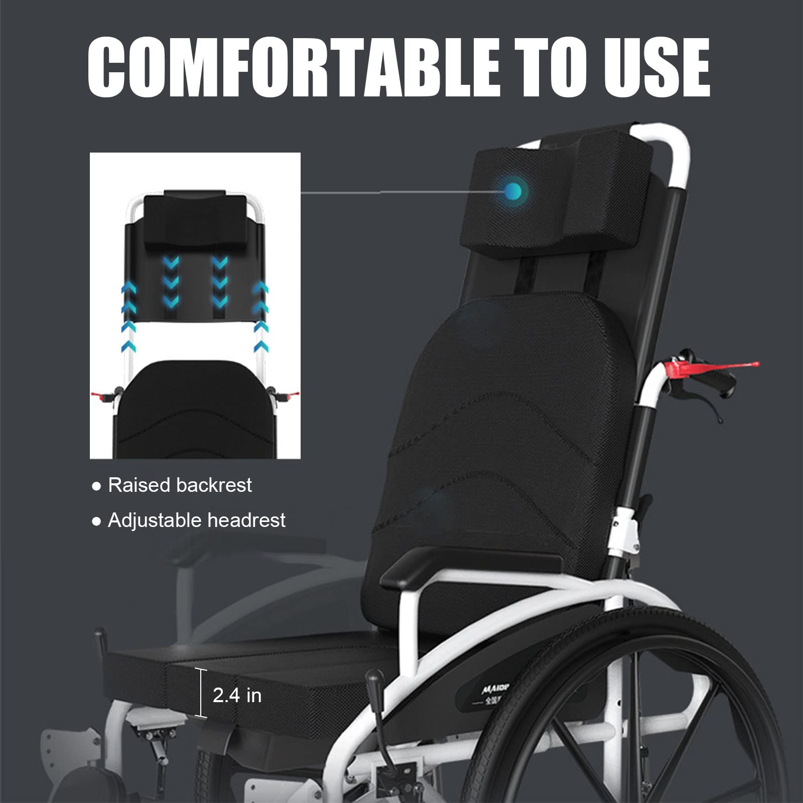 Silla de Ruedas Plegable Ligera, Sillas de Ruedas Plegables Ligeras para Mayores y minusválidos, Silla de Ruedas Estrecha para casa, Ortopedia, Acero, Negro