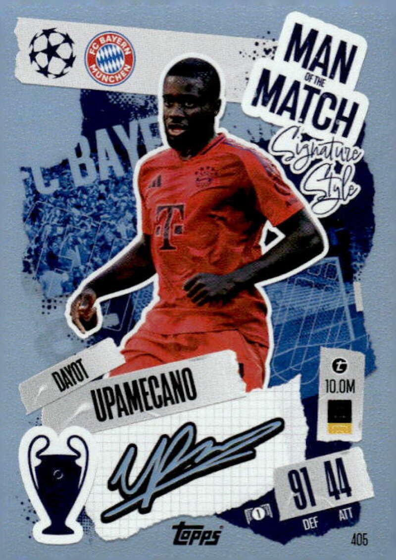 2024-25 Topps Match Attax UEFA Club Competitions 405 Dayot Upamecano FC Bayern Munchen Official Soccer Trading Game Card (Stock Photo Shown, Near Mint or Better Conditiion)