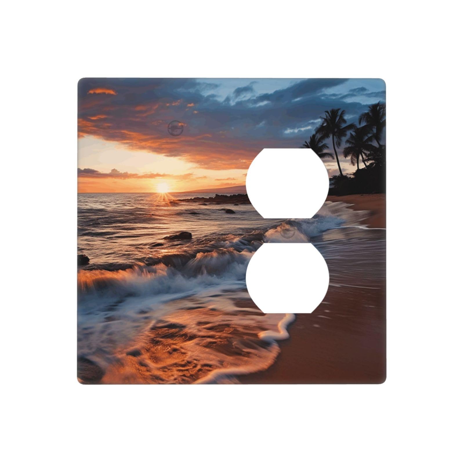 Decorator Wall Plate 2 Gang Light Switch Covers Beach Maui Hawaii Sunset Sea Waves Clouds Wallplate Double Toggle Switch Plate Mid-size Electrical Outlet Covers Decorative Wall Switch Plate Cover