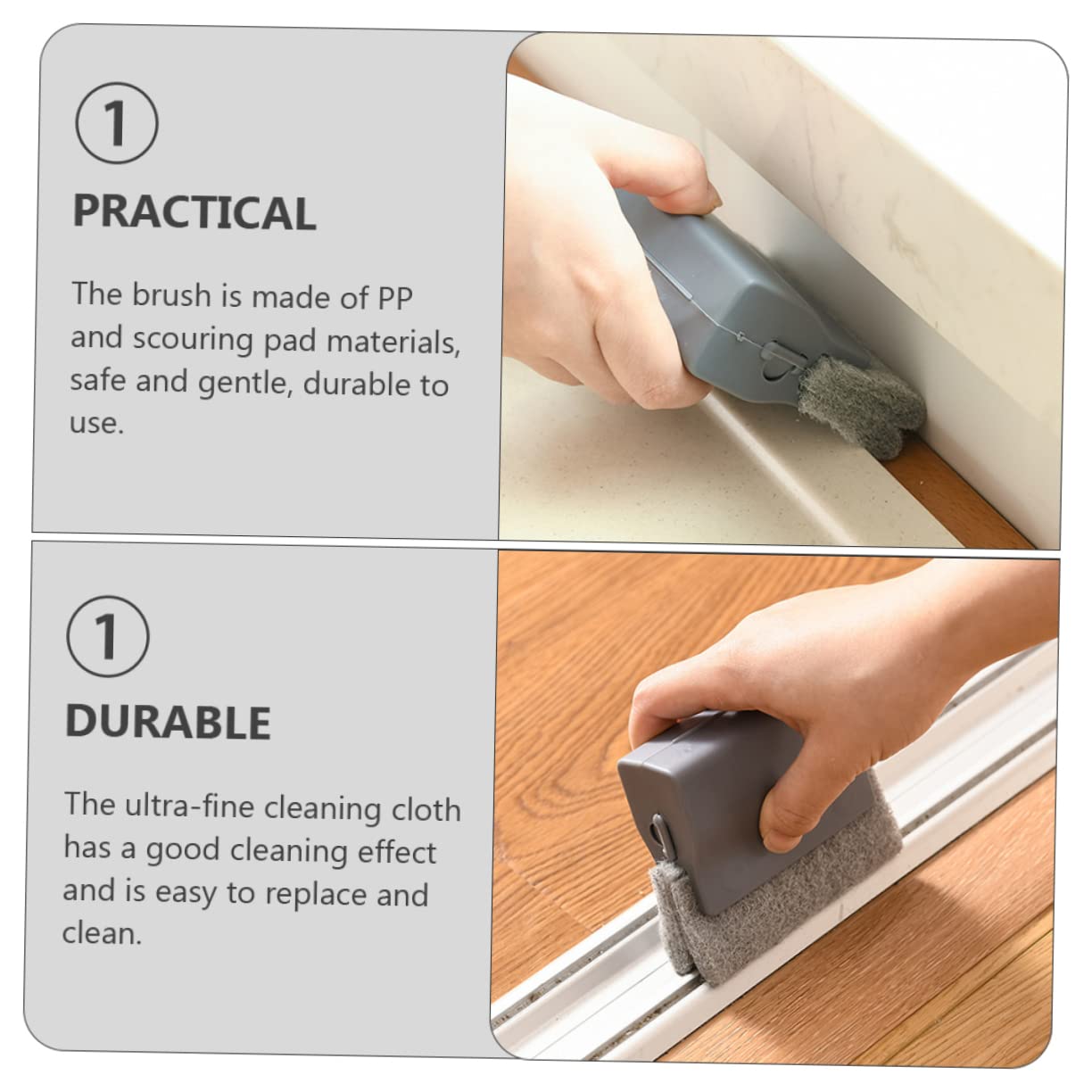 Vaguelly 3pcs Window Groove Cleaning Brush Multi Functional Gaps Cleaner Tool for Deep Cleaning Joints Corners Cracks Durable Scouring Pad Material